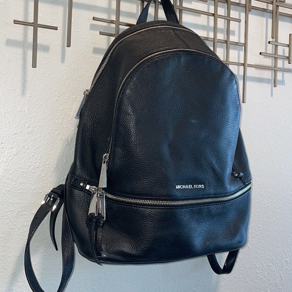 Michael Kors Rhea Black Leather Backpack - Picture 3 of 12